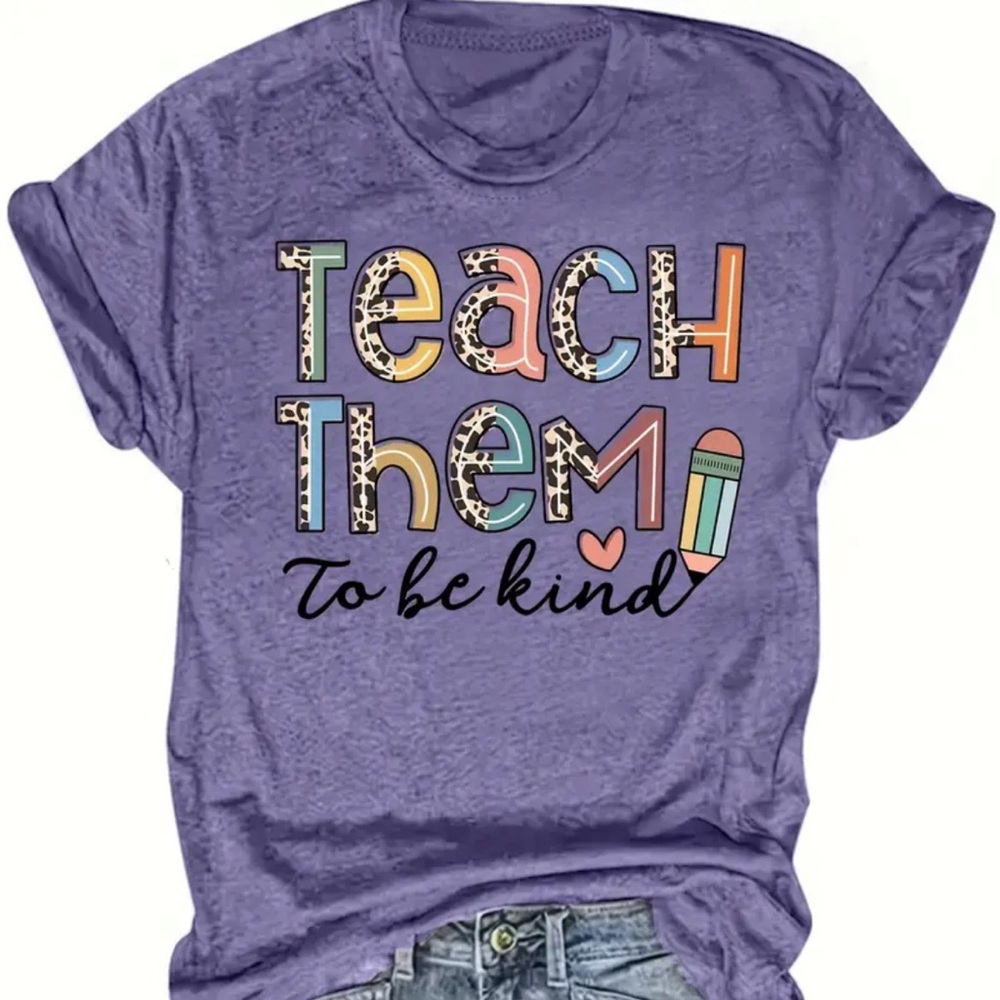 Crew Neck T-Shirt, Casual Short Sleeve T-Shirt Women's Clothing medium purple